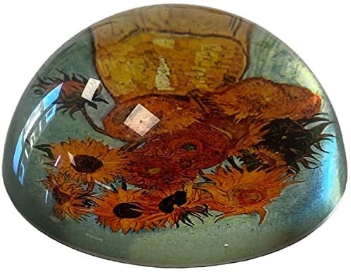 Briefbeschwerer, Motiv: Sonnenblumen von Van Gogh, gewölbtes Glas