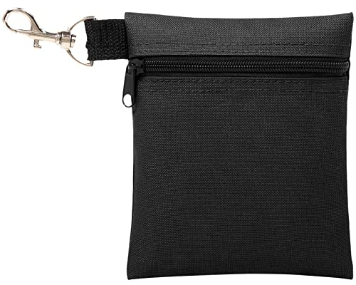 BuyAgain Golf-Tee-Tasche, 14 x 17 cm, professionelle Reißverschluss-Golf-Tee-/Ball-Tasche mit Metall-Karabinerhaken