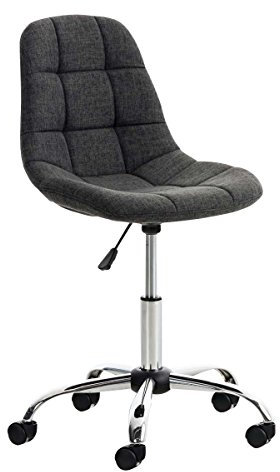 CLP Bürostuhl Emil I Höhenverstellbarer Drehstuhl Mit Stoffbezug Und Metallgestell In Chromoptik I Schreibtischstuhl Mit Gestepptem Sitz, Farbe:dunkelgrau