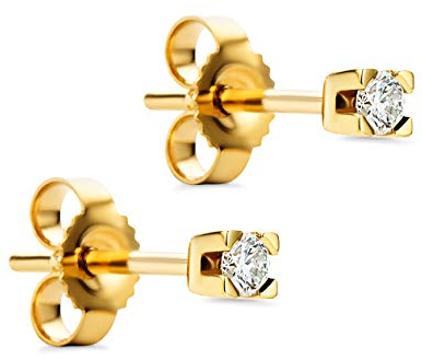Orovi Ohrringe Ohrstecker mit Diamant 0.10crt,Damen GelbGold Ohrstecker mit Diamant Brillianten 14Karat (585)