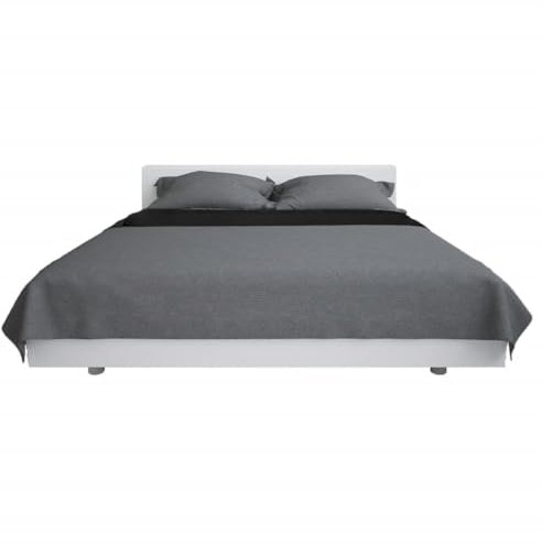 vidaXL Zweiseitige Tagesdecke Gesteppt Bettüberwurf Decke Überwurf Bettdecke Allzweckdecke Sofadecke Steppdecke 220x240cm Grau Schwarz