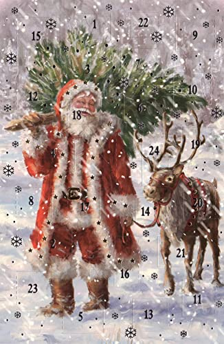 Adventskalenderkarten 5 Karten Nostalgie Grußkarten Goldprägung Kunstkarte Weihnachtskarte Adventskalender Frohe Weihnachten Weihnachtsmann Winter