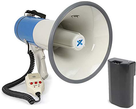 VONYX MEG060 60W Powerful Megaphone Loudhailer with Siren, USB/SD MP3 Player, Rechargeable Battery & Anti-Feedback Microphone for Events, Protests, Announcements, Bullhorn Megaphone
