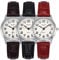 JSDDE Uhren Damen Einfache Stil Armbanduhr Quarzuhr Bambusknoten Lederarmband Uhr Arabische Ziffern Analoge Uhr Quarzuhr Kleideruhr für Frauen Mädchen (3 Stück Set)