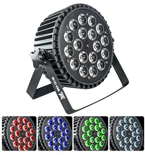 Par Led Projecteur Lumière 18x12w RGBW 4-en-1, DMX 512 Projecteur Scène Lumière Disco Fête, Jeux de Lumiere pour Soiree LED Éclairage de Scène Phare Par Lampes Intégrée pour Soirée Théâtre Mariage