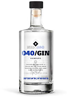 040 Gin mit hochwertigem Siebdruck | 500ml Einzelflasche | 40% vol | fruchtig frischer Gin des Hamburger SV | Geschenkidee für echte HSV Fans