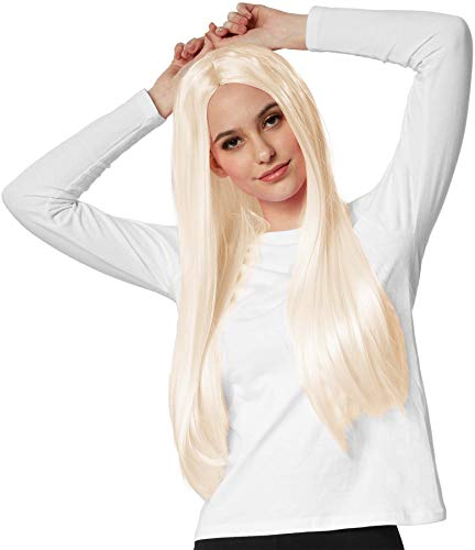 dressforfun 901010 Damen Langhaar Perrücke, glatt, Kunsthaar, Cosplay Party Kostüm - diverse Farben - (Blond | Nr. 303632)