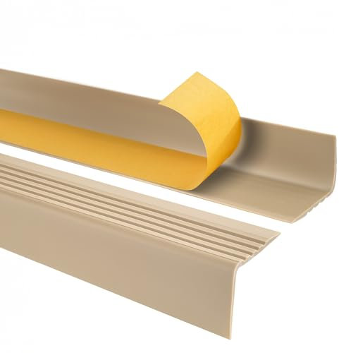 Profilo per bordi scale - Profilo angolare in PVC autoadesivo, Paraspigolo - Strisce antiscivolo per gradini - RGP 50x42mm, beige, 200cm