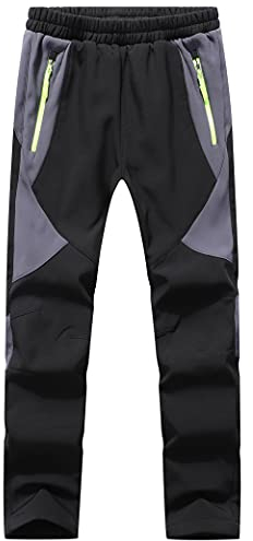 BenBoy Pantalones Montaña Niño Pantalones de Nieve Impermeables Invierno Calentar Niñas Niños Pantalones Trekking Escalada,KZ0008-Black-XL