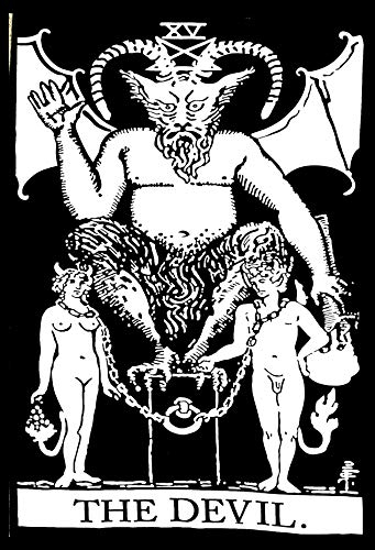 AVA Collections The Devil Tarot Karte Poster Kleiner Wandteppich Baumwolle Batikfärbung Wanddekoration Tapisserie Mittelstand Europa Tapisserie Yoga Matte 40 x 30 Zoll (The Devil # Schwarz-Weiß)