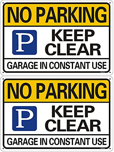 2pcs Road NoParking Sign Aluminium Keep Way Clear Signage, Size 20x30cm(White-No Parking, Keep Clear)