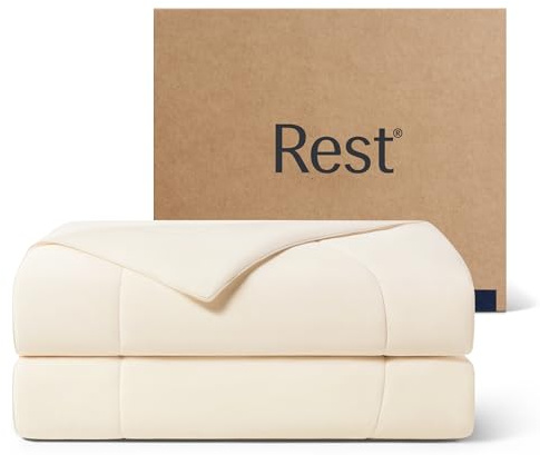 REST® Evercool® Cooling Comforter, King/Cali King, Blanket for Hot Sleepers, All Season Bedding to Keep Cool for Night Sweats, Breathable Lightweight Blanket, 106x90 Inches, Snow Ivory