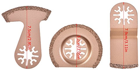 3pcs Oszillierendes Segment Multifunktionswerkzeug Hartmetall-Sägeblatt Fliesenschneider Oszillation Multi-Tool Attac KOMPATIBEL FÜR diamant karbid multifunktionswerkzeug