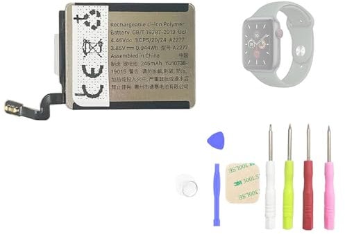 Aousavo A2277 replacement battery compatible with Smartwatch Series 5 40mm with replacement kit