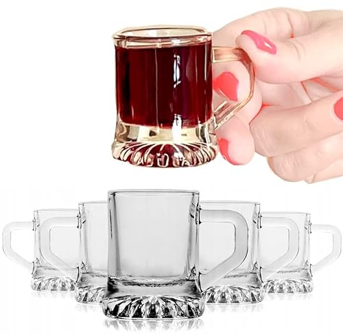 Alcohol Cage KRUG SHOT Schnapskrug-Gläser 30 ml - 6 Stück Set - Shot Gläser mit Schwerem Boden - Wodka Glas Spülmaschinenfest - 49 x 36 mm
