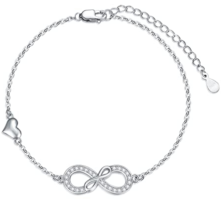 YAFEINI Armband Unendlichkeitszeichen für Damen Infinity Armbänder Silber 925 Verstellbar Armkette Valentinstag Muttertag Geburtstags Weihnachten Geschenk für Sie Frauen Freundin Mama