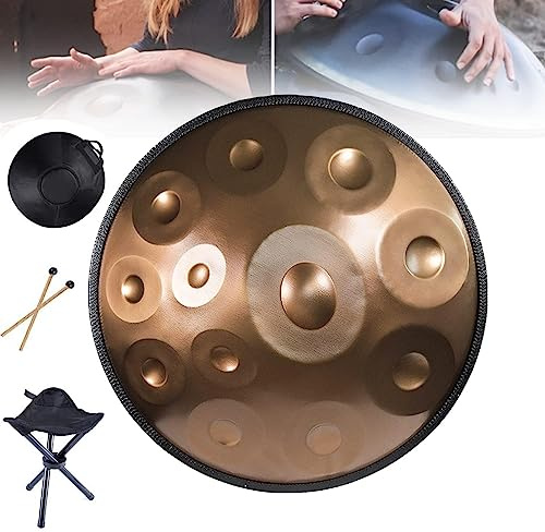 Professionelle Hand Steel Drum, Handpan Drum Instrument In D-Moll, Steel Tongue Drum, 440 Hz, 12 Töne, Mit Handpan-Tasche, Schlägel, Handpan-Ständer, Meditation Percussion Instrument A