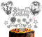 Guoguonb Silber Tortendeko Happy 17th Birthday 17 Jahre Mädchen Jungen Kuchendeko Herz Stern Ballon Glitter Cake Topper für 17. Geburtstag Party Kuchen Deko