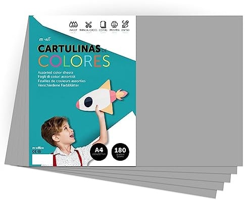 Farbkarton, A4-Farbkarton, intensive Farben, 180 g, für Bastelarbeiten, Drucken Sie Ihre Dokumente und kreativen Designs, Farbfolien A4 · m-office (50 Blatt, grau)
