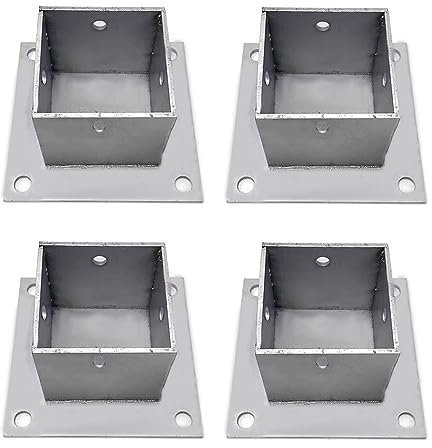 ZAQYCM 4 Pack Wood Fence Post Base Brackets, Concrete Post Anchor for Deck Railing/Vinyl Fence/Mailbox, Enclosed Bottom Pergola Support Bracket with Installation Kit (Size : 150x150 mm (5.9x5.9 in))