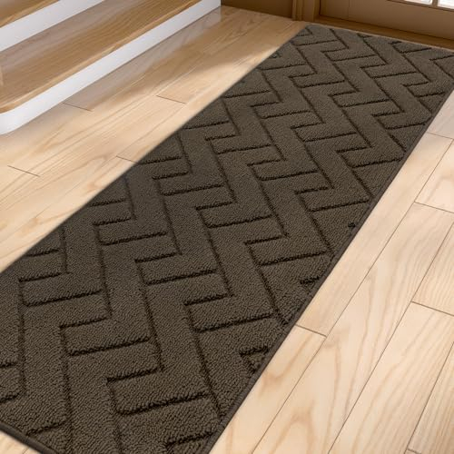 Biscpro Door Mat, 60x200 cm DoorMat Indoor Washable, Doormat Indoor Dirt Trapper Non-slip,Absorbent Inside Entrance Rug Mat for Entryway,Patio,Garden,Laundry Room,Pets - Latte