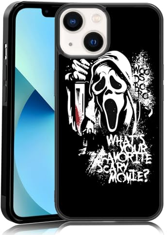 MMYAJT Favorite Scary Phone Case Compatible with iPhone 13, Scream iPhone Case Shockproof Black and White Phone Halloween Funny Cover Gift for Boy Girl Men Women