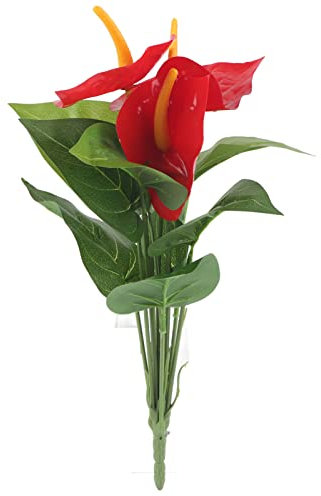 XIASABA Anturio Artificial Flores de Lirio de Anturio Artificial Flor Permanente Planta Artificial Hecha de Plástico Ramo de Flores de Anturio Rojo Falso Boda Hogar
