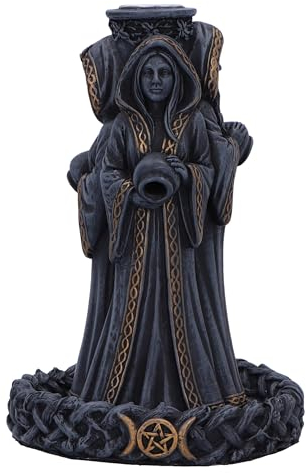 Nemesis Now Brûleur d'encens à refoulement Triple Moon Goddess 15,5 cm, résine, brûleur d'encens Mother Maiden Crone, décoration païenne Triple Lune, coulé dans la résine la Plus Fine, habilement