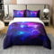 Homewish Galaxy Glitter Sterne 100% Baumwolle Bettbezug für Kinder Jungen Mädchen,Neon Universum Tröster Bezug,Ombre Nebel Bettwäsche Set Atmungsaktiv,Lila Blue Planet Bettbezug 155x220