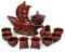 fanquare Halbautomatisches Teeservice Segelboot Alles Geht Glatt Rot Faules Chinesisches Kungfu Teeservice 11-teilig Traditionelle Teekanne Teetassenset Porzellan Tee Set für Erwachsene Geschenk