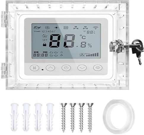 Thermostat-Schließkästen mit Schlüssel, Thermostat-Schließkasten, Großer Thermostatschutz, Transparente Abdeckung Schützt das Messgerät vor Beschädigung, Geeignet für Haus und Schlafzimmer