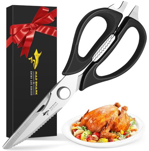 Tijeras de cocina multiusos desmontables, tijeras universales de acero inoxidable con mango cómodo, tijeras robustas para aves de corral, para pollo, carne, pescado, apto para lavavajillas (UE con