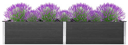 Homgoday Hochbeet aus WPC, Grau, 200 x 100 x 54 cm