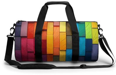 Sporttasche für Damen und Herren - Bunte Reisetasche aus Segeltuch, Wochenendtasche, Handgepäck für Reisen, Schwimmen, Fitness, Workout - Dufflebag Stil 7, 45 cm x 22,9 cm x 22,9 cm
