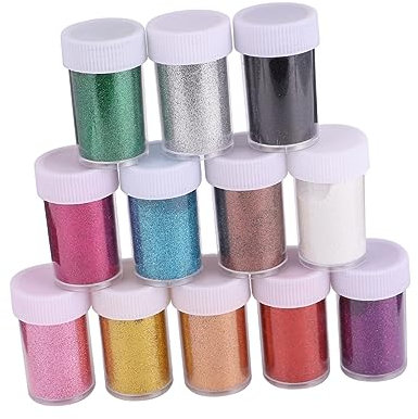AUTSUPPL Glitter Sequins 12pcs Nail Art Glitter Powders for Shiny Nails Makeup