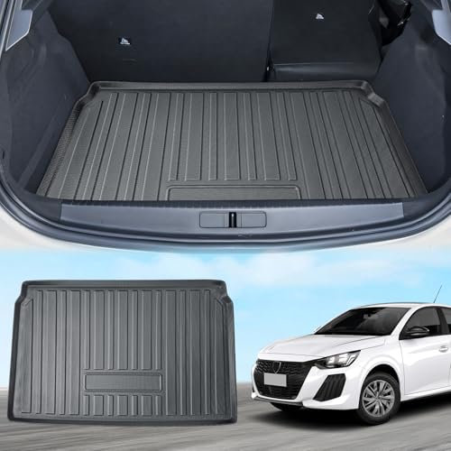ECOZEN kofferraumwanne für Peugeot 208 2020-2025 TPE Allwetter Kofferraumwanne Original 3D-Scan Kofferraummatte, wasserdicht verschleißfest Antirutschmatte Laderaumwanne Hohe Passform, Hoher Rand
