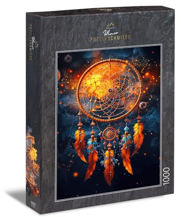 Ulmer Puzzleschmiede - 1000 Teile Puzzle „Traumfänger“ - Symbol der indianischen Kultur - Farbintensives Puzzlemotiv vom mythologischen Schutzamulett – Puzzle-Qualität Made in Germany