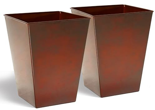 KOL 45,7 cm H. Hell glasierter Übertopf mit Drainageloch, 2er-Set, verzinkter Stahl, Pflanztöpfe für Innen- und Außenbereich, dekorative Blumentöpfe für Veranda, Terrasse, Terrasse, Terrasse, Terrasse