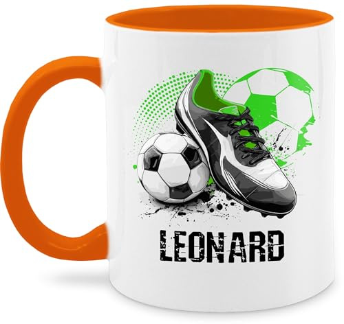 Tasse Tassen 325ml - Personalisiertes Fußballgeschenk mit Namen | Geschenke für Fußballfans | Weihnachtsgeschenke Fußball - 325 ml - Orange - fussballgeschenke junge fussballtasse fussball