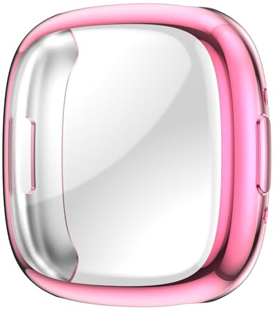 Hülle für Fitbit Versa 4/Sense 2 Schutzfolie Schutzhülle, Silicone TPU Displayschutz Case Cover, Anti-Kratz Anti-Staub Schutz Gehäuse für Fitbit Versa 4/Sense 2 (Pink)