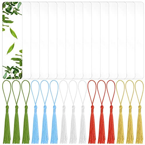 15 Pcs Moule de Signet en Silicone, Marque-pages Vierges en Bois avec15 pcs Glands Multicolores, Moule de Marque-Pages, Signets d'Artisanat, pour DIY Bijoux Moule d’Artisanat Bricolage Marque-page