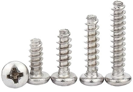 dvnFWKc Schraubenklassifizierung, 20/100X 304 Edelstahl Kreuzschlitz Phillips Pan Round Head Flat End Selbstschneidende Schraube M1,2 M1,6 M2 M2,6 M3 M4(12mm,20pcs M5)