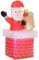 Outsunny Papá Noel Inflable con Bolsa de Regalos Saliendo de una Chimenea Decoración Inflable Navideña con Luces LED para Exterior Rojo