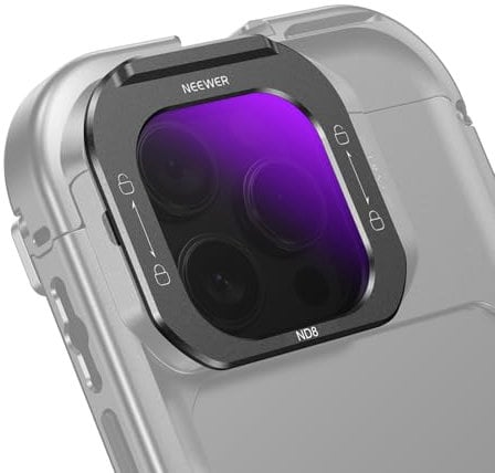 Neewer ND8 Phone Lens Filter, Quick Release Multicoated HD Optical Glass Neutral Density ND Filter Compatible with iPhone 16 Pro (PA073) iPhone 16 Pro Max (PA074) Phone Cage, FL-I1