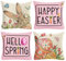 Tarklanda Happy Easter Kissenbezüge Kaninchen Tulpen Ostereier Ostern Kissenbezüge 4er Set, 45x45 cm Hello Spring Zierkissenbezug, Ostern Kissenbezug für Couch Wohnzimmer Sofa Deko