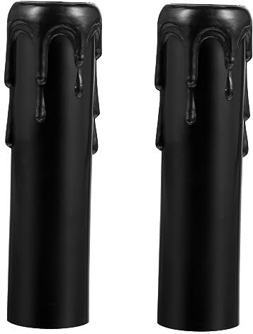 QUMIIRITY 20pièces Lot De Cache-bougies Plastique Pour Lustres Manchon Support Lampe Design Rétro Goutte Eau Décoration Intérieure Pour Chandeliers Appliques Et Suspensions Couleur Noire Φxm