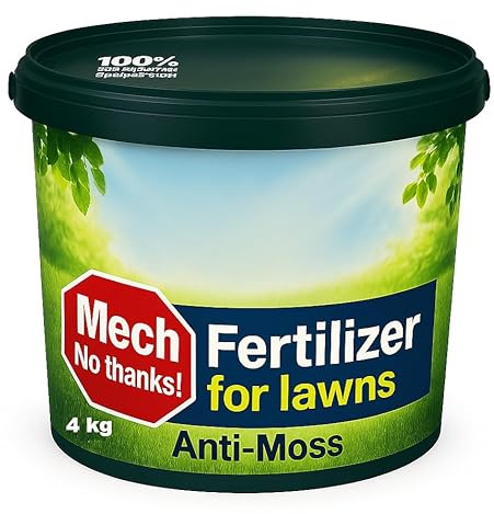 Anti-Moss Lawn Fertiliser with Iron – 4kg Covers up to 160m² – Grass Feed for Thick, Green Lawn – Kills Moss and Strengthens Roots