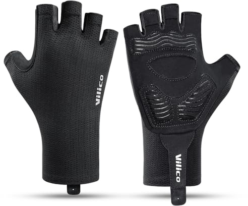 Vilico Professionelle Fahrradhandschuhe – Atmungsaktiv, Stoßdämpfend, rutschfest mit Silikonhandflächenpolster für Outdoor-Aktivitäten, Radfahren, Bergsteigen und mehr