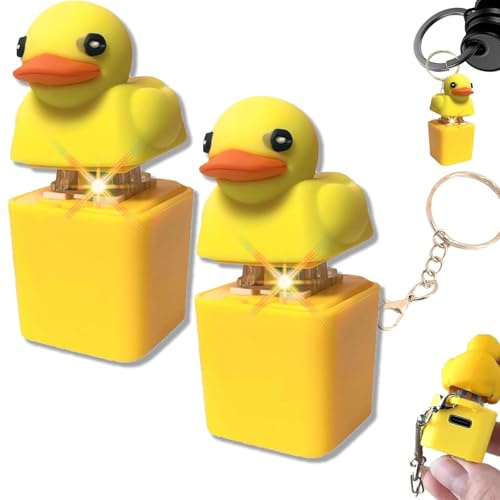 Duckys quakendes Zappelspielzeug, quakendes Enten-Zappelspielzeug-Schlüsselanhänger, Enten-Tastatur-Tastenkappen, lustiges und tragbares Spielzeug zur Angstlinderung (2pcs)