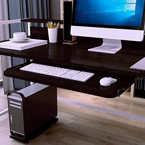 Keyboard Tray PC Platform Bracket Under-Desk Keyboard Expansion Drawer Sliding Mouse Storage Keyboard Slider Under-Desk Extension 24cm, 54/60/70x27cm, Suitable for All Keyboards(Black,54x27cm)